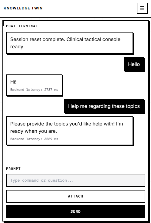 Knowledge Twin chat conversation on mobile