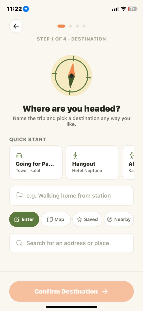 Homecoming journey wizard asking where you are headed