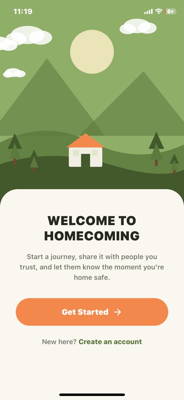 Homecoming welcome screen